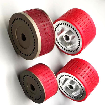 Rubber/staal materiaal Rode kleur slijtagebestendige zuigwiel voor vouwmachineonderdelen en offsetdruktoebehoren